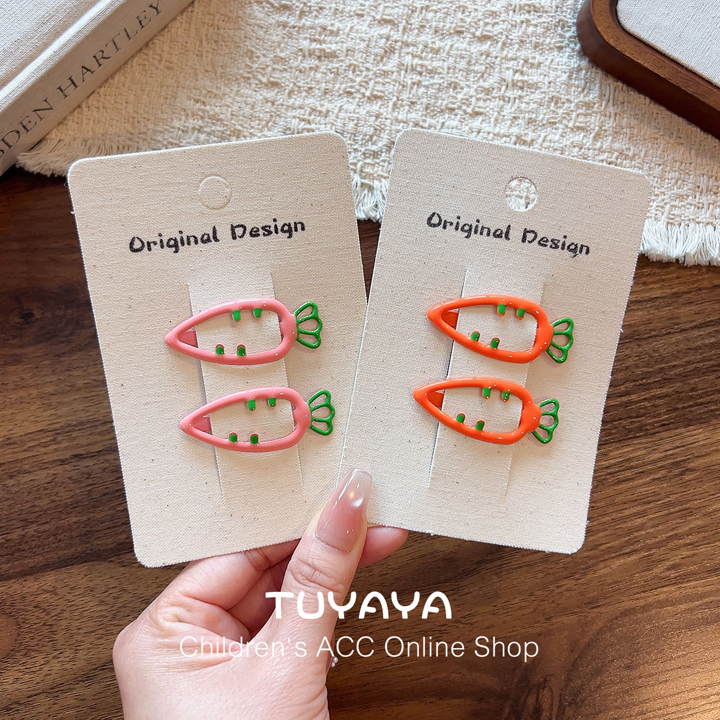 女宝宝胡萝卜发夹儿童碎发胎毛夹发卡小女孩不伤发头饰可爱碎发夹