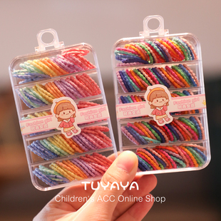 婴幼儿彩色拇指发圈儿童不伤发小号皮筋宝宝扎发头绳盒装 发饰头饰
