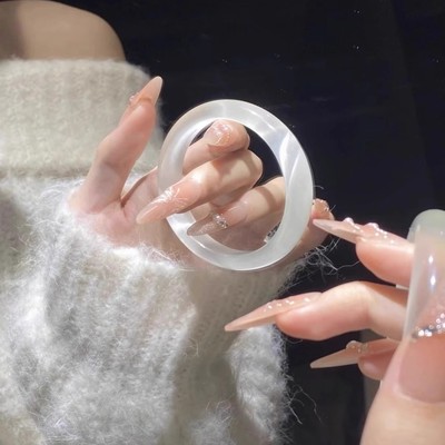 正品白月光手镯玉镯女款冰透冰种玉髓猫眼石手镯国风年轻款送礼