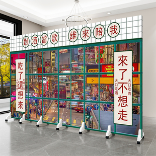屏风隔断港式茶餐厅饭店包间餐厅卡座遮挡棋牌室奶茶店可折叠移动