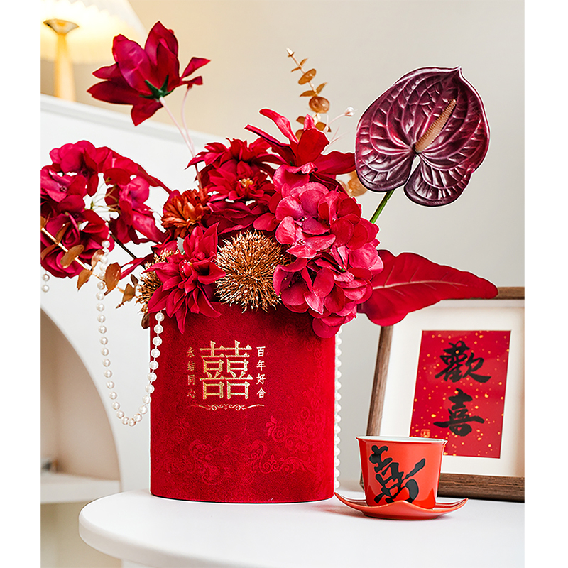 仿真花婚庆插花抱抱桶