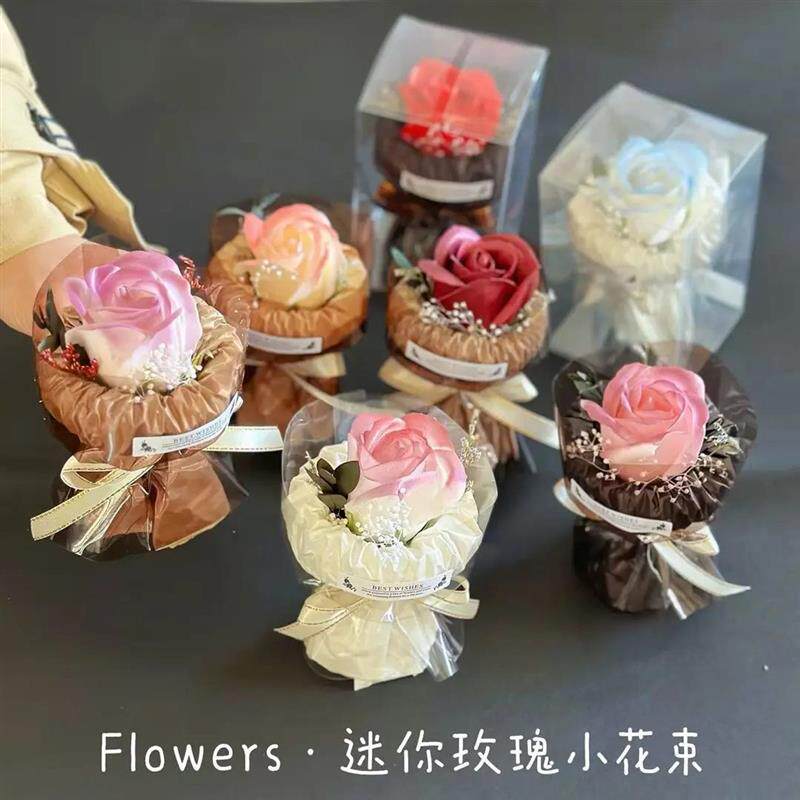 迷你口袋见面小花束玫瑰向日葵永生花仿真花伴手礼生日礼物装饰SH