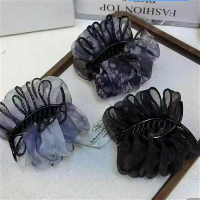 【下单立减50】黑纱星芒缀饰奢华优雅气质抓夹式丸子头发夹Y32
