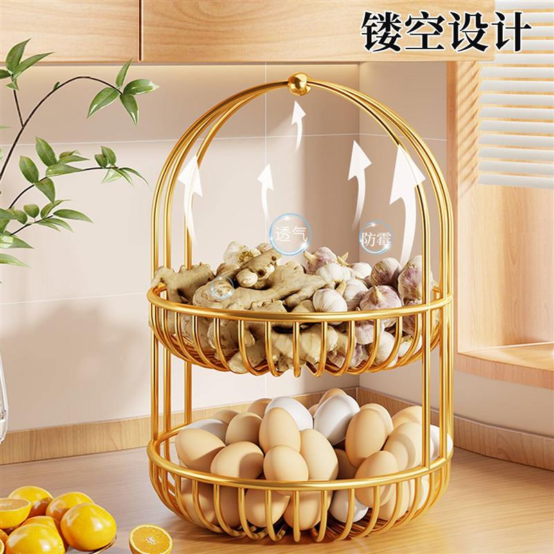 厨房葱姜蒜置物架多功能家用台面收纳盒省空间生美大蒜调料收纳筐