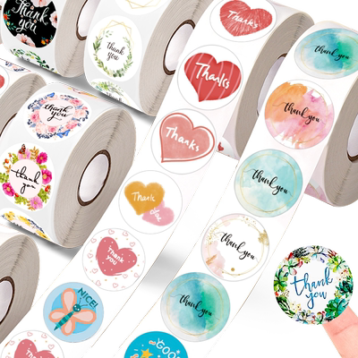 小清新圆形感谢贴纸礼物盒封口贴