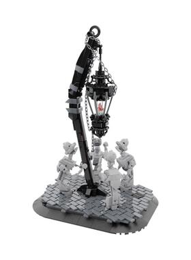 SETbricks积木MOC血源诅咒 血光灯街景场景高砖零件拼装拼插玩具