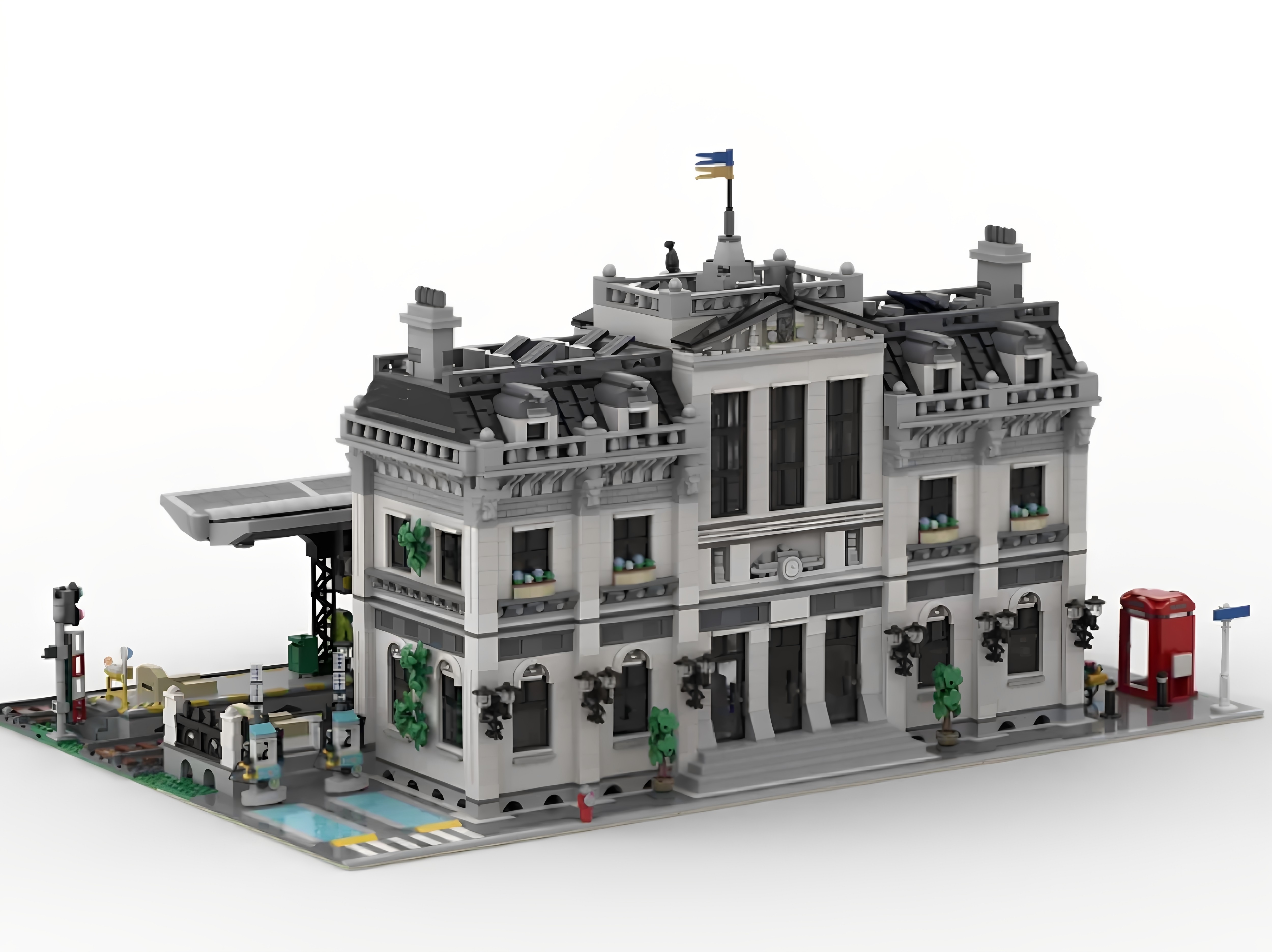 SETBRICKS小颗粒火车站模块化 MOC高砖积木玩具模型生日礼物摆件