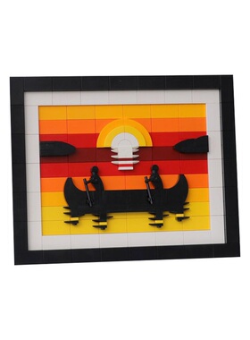 SETbricks积木MOC日落时的独木舟艺术画高砖零件拼装拼插组装玩具