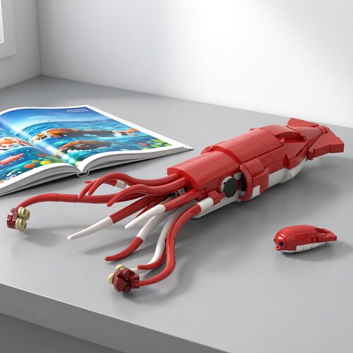大王乌贼鱿鱼拼装积木礼物