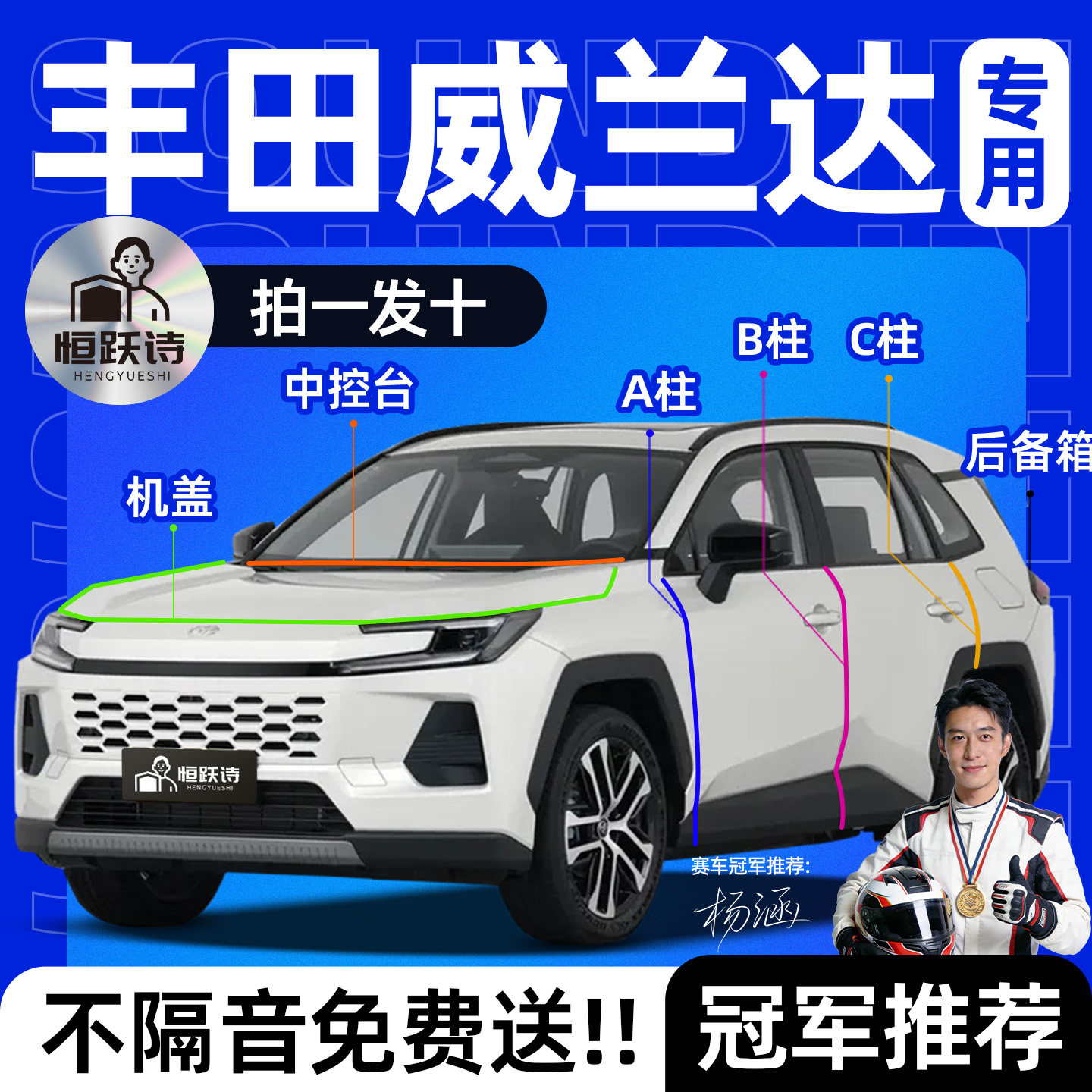 丰田威兰达汽车专用隔音密封条专用车门车窗后备箱玻璃原厂前挡风