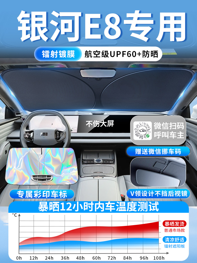 吉利盖乐世E8轿车前遮阳板遮阳伞帘罩专用前挡风玻璃汽车防晒隔热