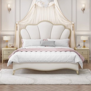 洞窝帝伊印象美式 实木床1.8米主卧双人床现代简约高端婚床花瓣床