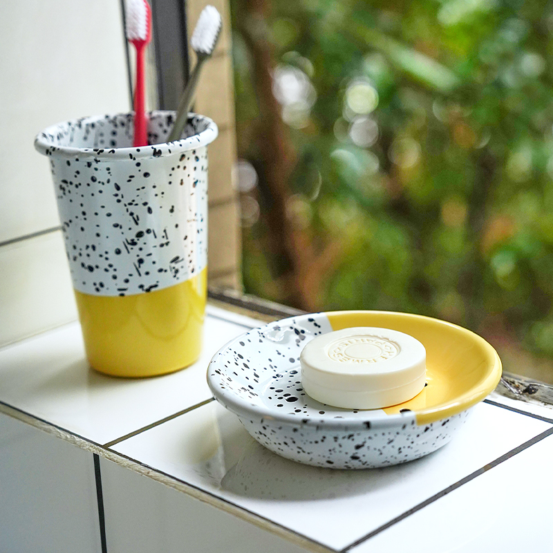 kapka沥水盘搪瓷泼墨圆形多巴胺