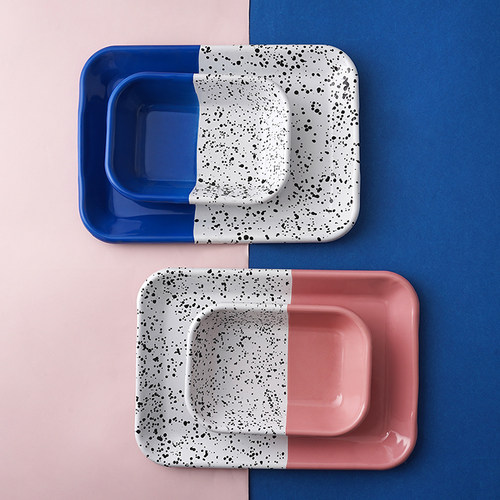 土耳其KAPKA搪瓷早餐盘方盘平盘