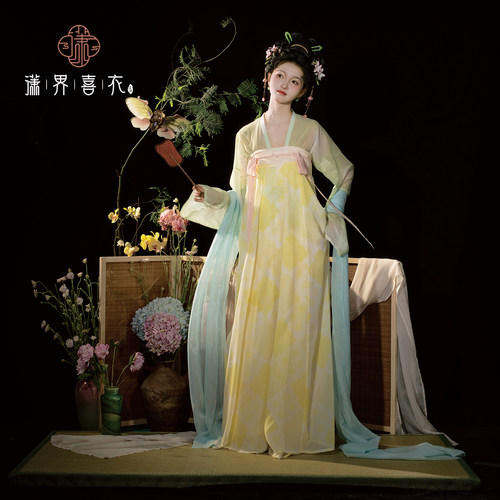 潇界喜衣【风传花信】原创唐制春夏轻薄透气印花款对襟短衫齐胸裙