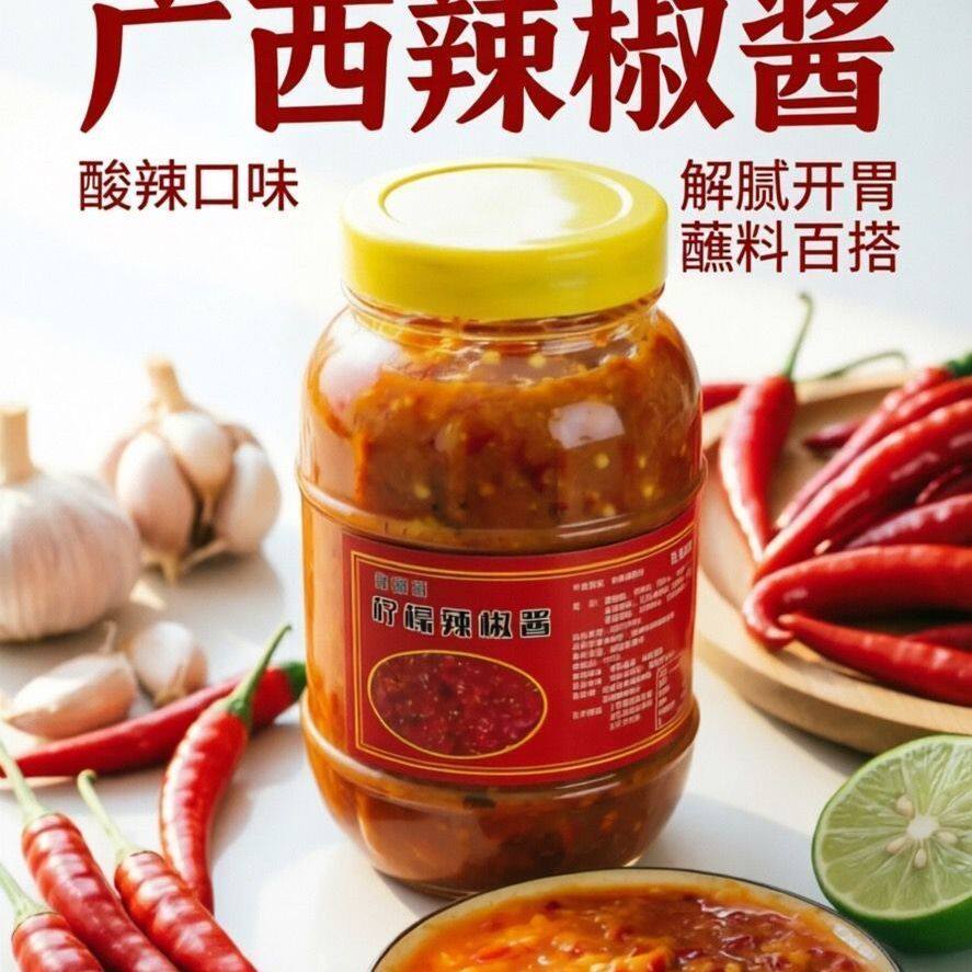 广西酸辣柠檬味辣椒酱下饭拌面