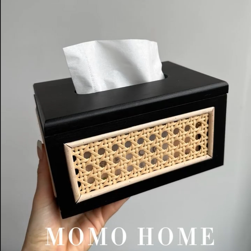 藤编实木抽纸盒纸巾盒MOMO实木