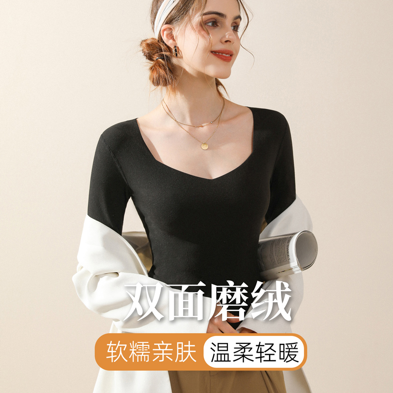 磨绒保暖内衣耐葵无痕女低领