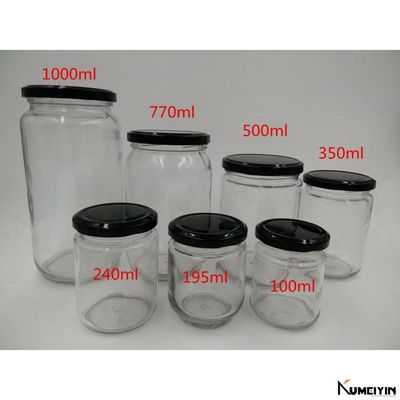 -Circular glass jar pickles bottles jam jars of honey bottle