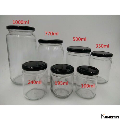 Circular glass jar pickles bottles jam jars of honey bottle