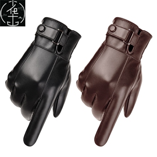 PU leather phone screen touch gloves men winter glove 手套男