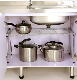 Adjustable cupboard wardrobe layered kitchen shelf dish rack