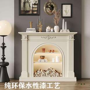法式实木壁炉装饰柜欧式玄关壁炉柜美式客厅仿真火壁炉电视柜定