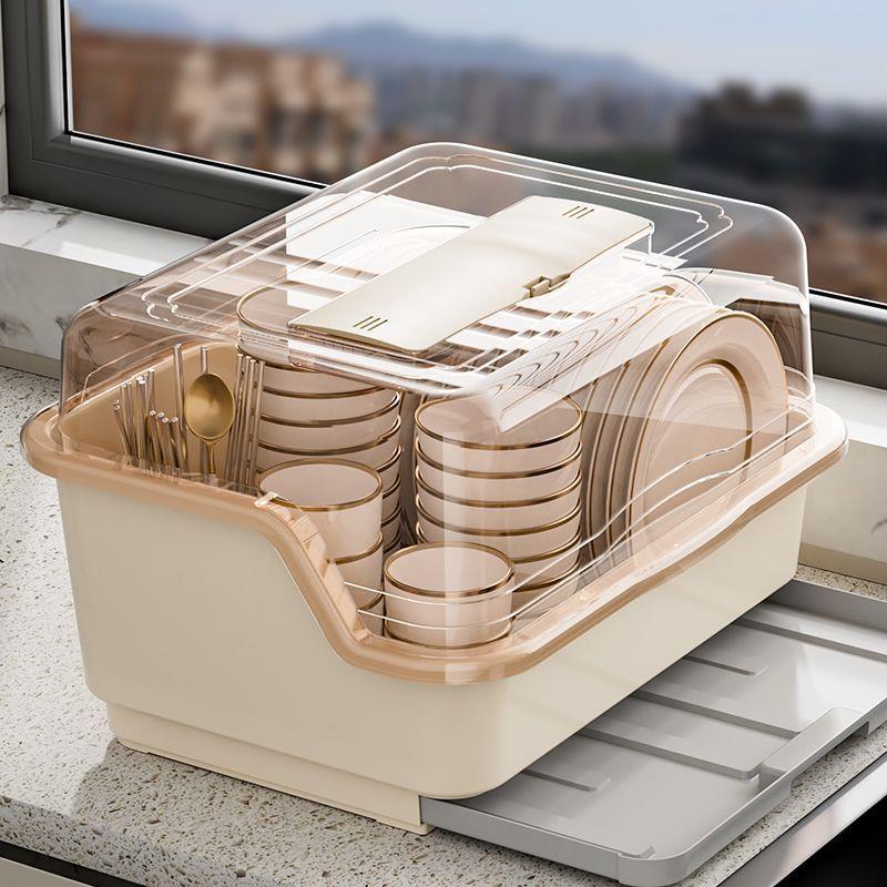 碗筷收纳盒放碗碟架厨房加厚装盘多功能沥水置物架子防尘餐具碗柜