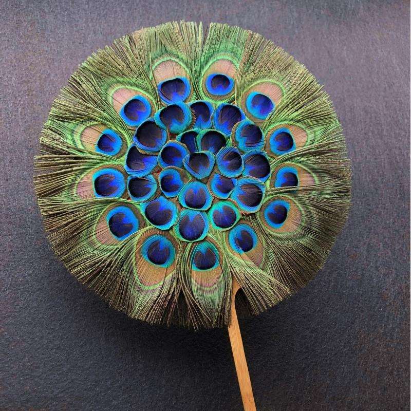 羽毛扇孔雀羽毛扇子装饰影视拍摄手持扇汉服婚礼舞台表演仿古扇子