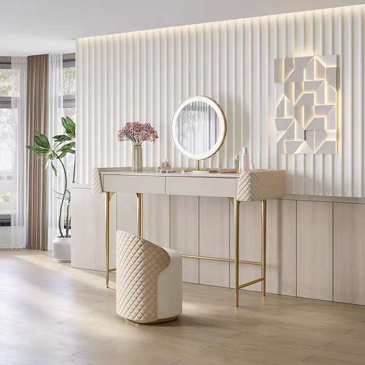 现代极简轻奢家用岩板梳妆台80cm/1米/1.2米小户型卧室化妆桌妆台