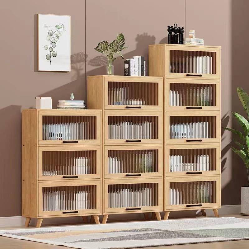 实木书柜家用大容量多层组合收纳柜现代简约客厅玻璃门防尘斗柜