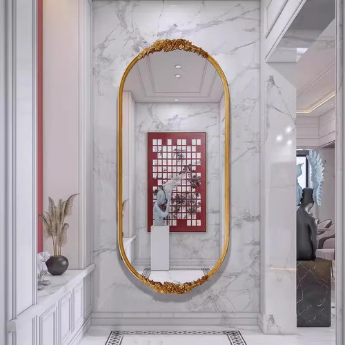 法式异形复古雕花玄关镜