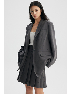 百褶裙套装 miu系老钱重工毛边西装 修野Du家定制立体波点 showyee