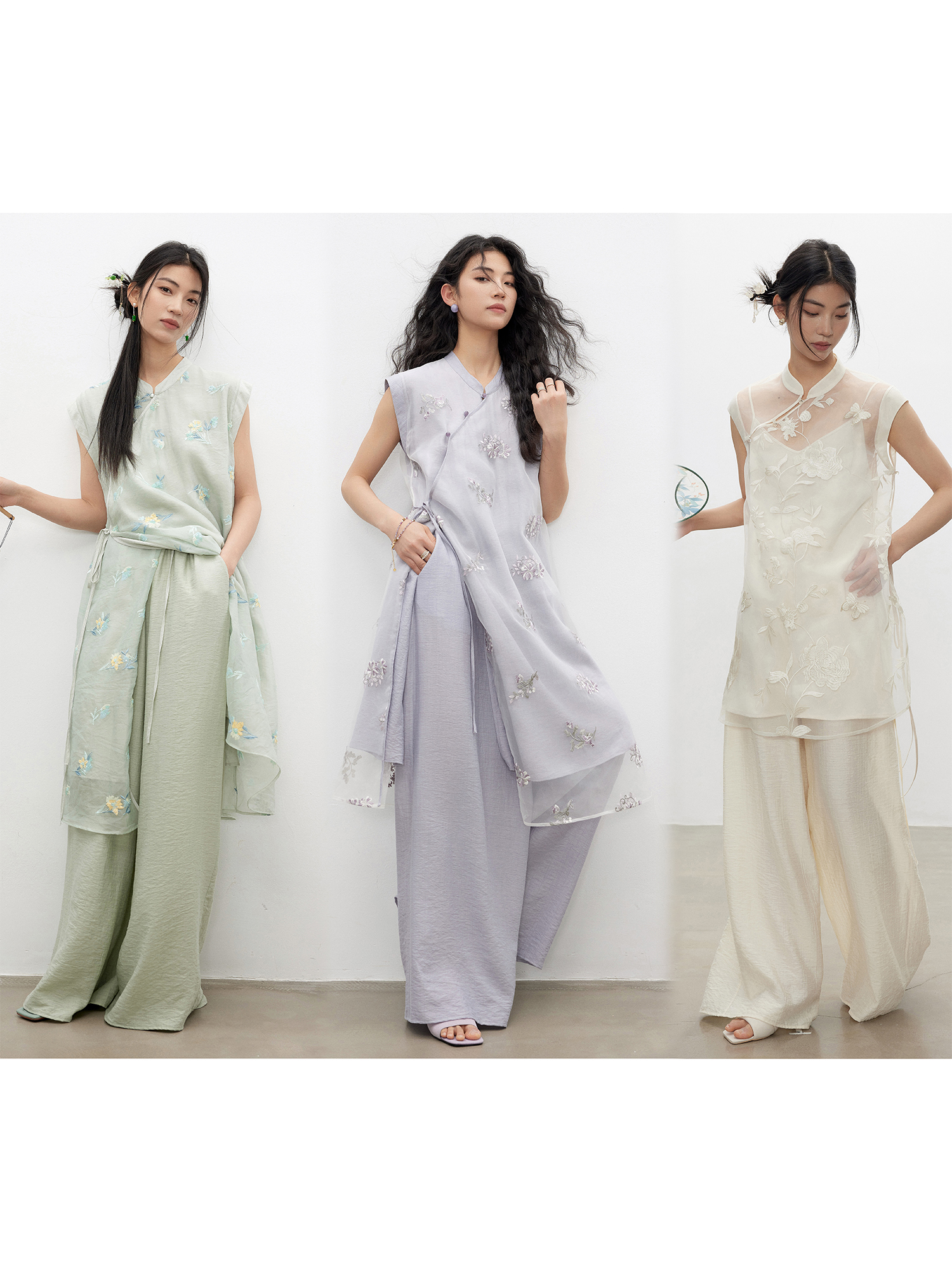 showyee/修野  亚麻垂感轻薄 新中式慵懒禅意阔腿拖地百搭休闲裤