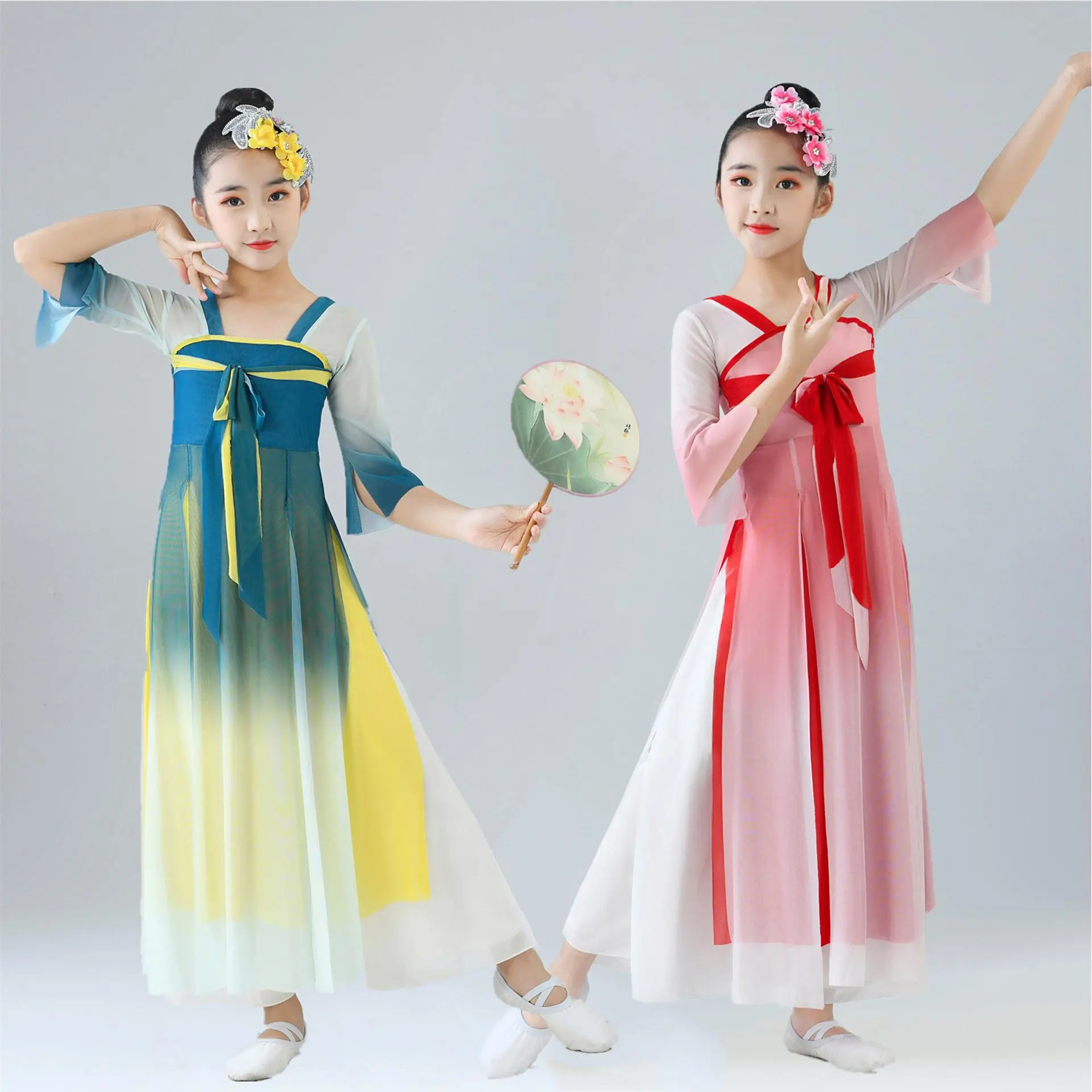 儿童古典舞演出服女童古风飘逸