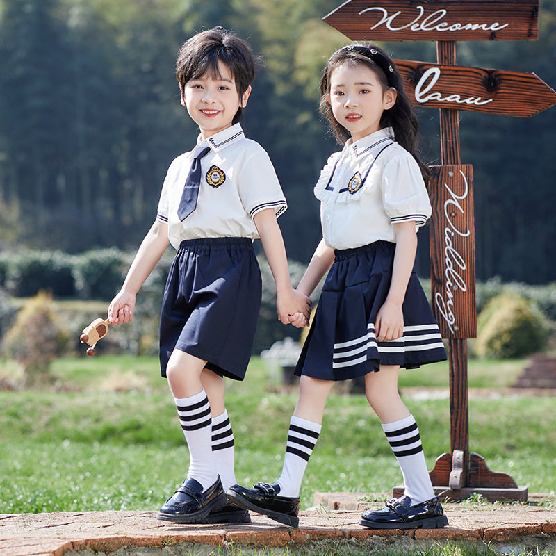 小学生夏季校服英伦衬衫套装