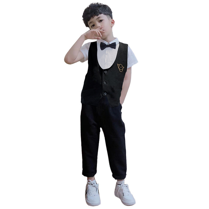 儿童男童礼服套装英伦风主持人走秀钢琴演出服夏季花童帅气小西装