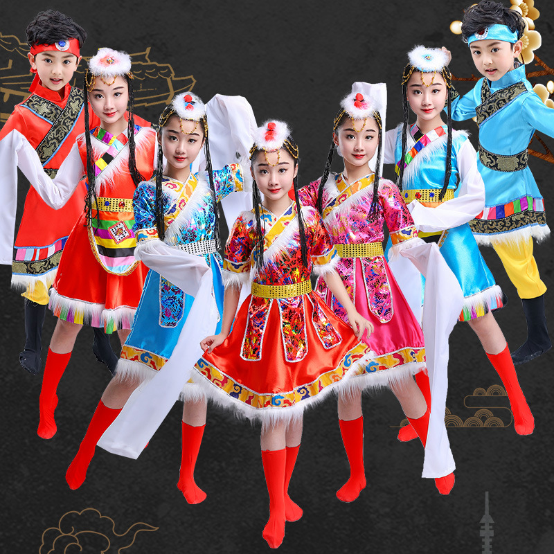 儿童少数服装藏族男女童蒙古袍