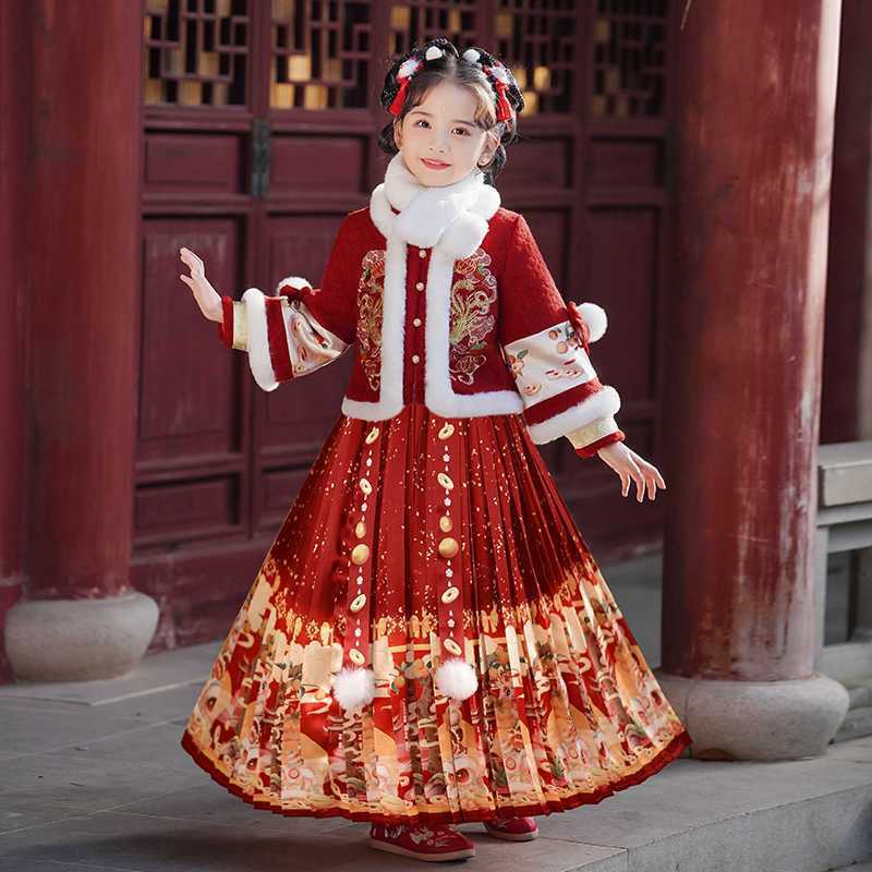 拜年服女童马面裙新款秋冬过年
