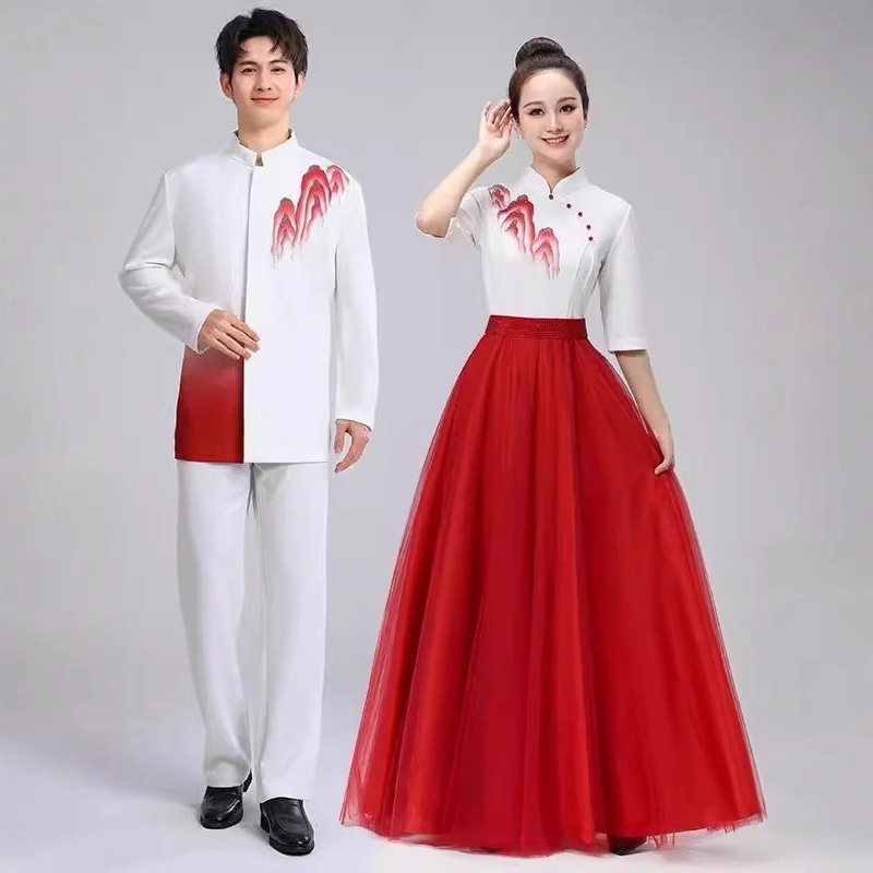 新款男女合唱演出服女长裙诗歌