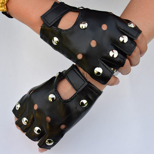 男式街舞半指皮手套夜店钢管舞