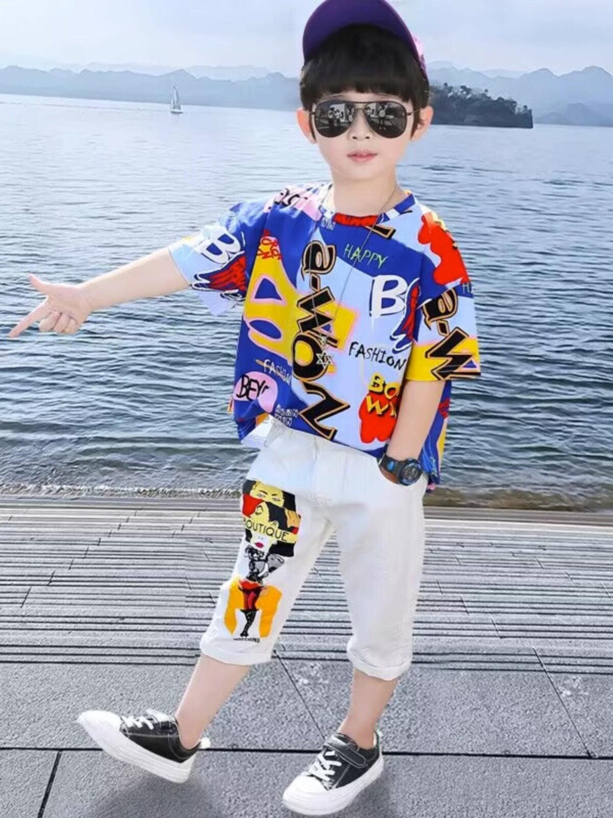 男童夏装短袖套装2023新款儿童夏季幼儿园表演服小男孩帅气时髦潮