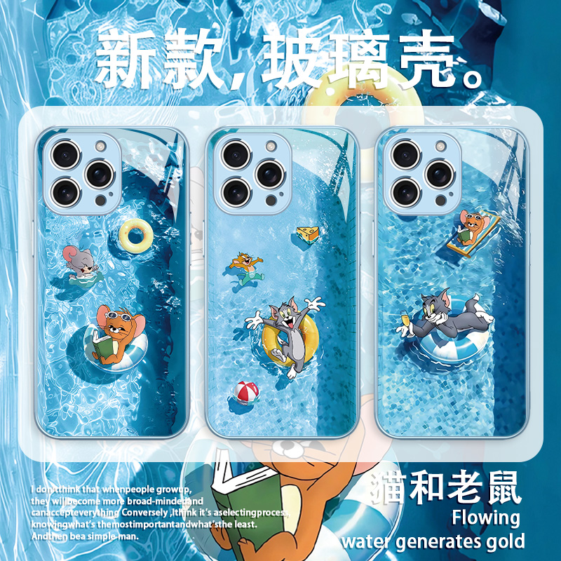 适用苹果卡通可爱猫和老鼠手机壳