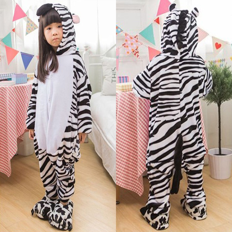 儿童卡通连体睡衣秋冬季斑马动物表演服大人款男女童小孩演出服装