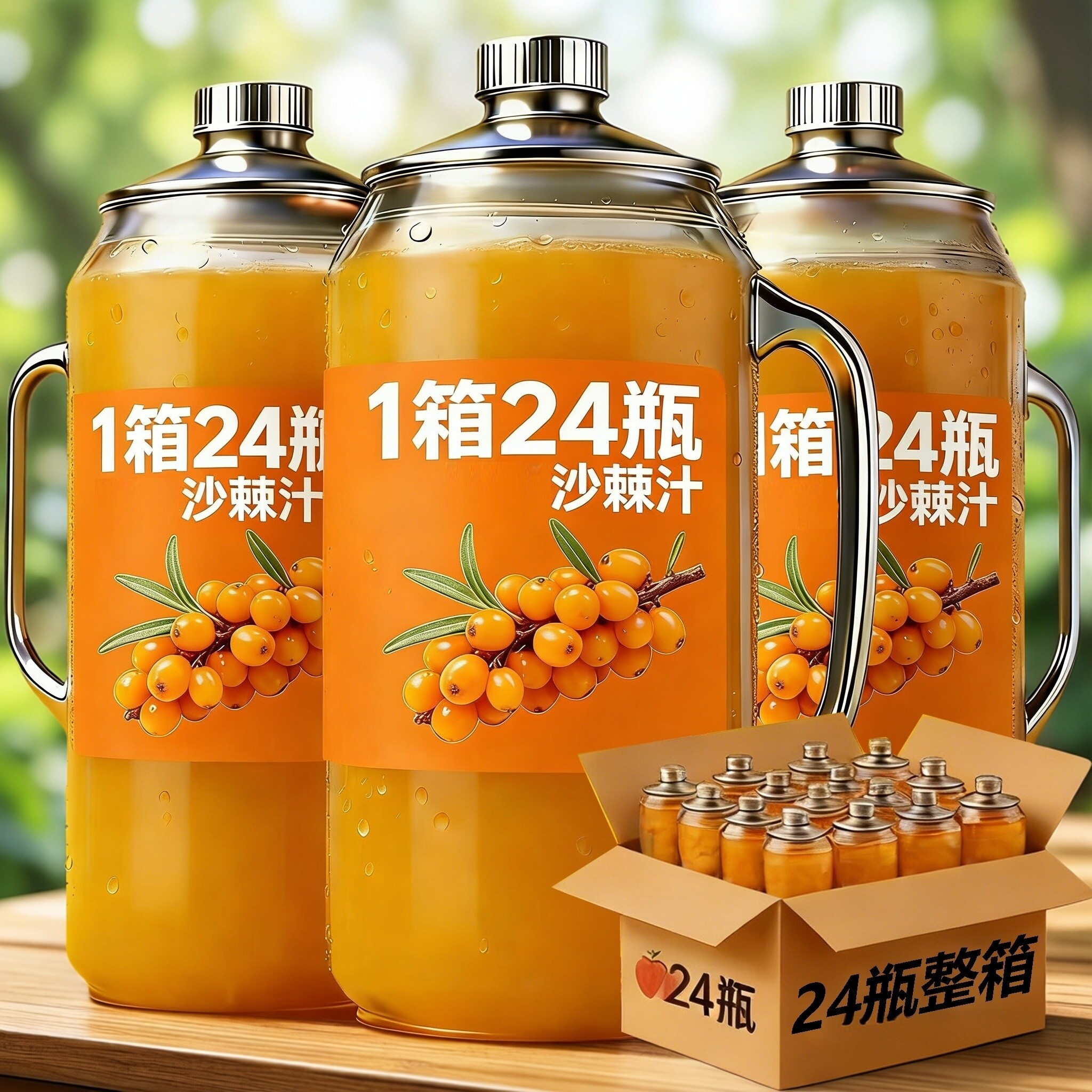 沙棘汁整箱360ml*24瓶整箱VC沙棘汁厂家直销特价批发酸甜果味饮料