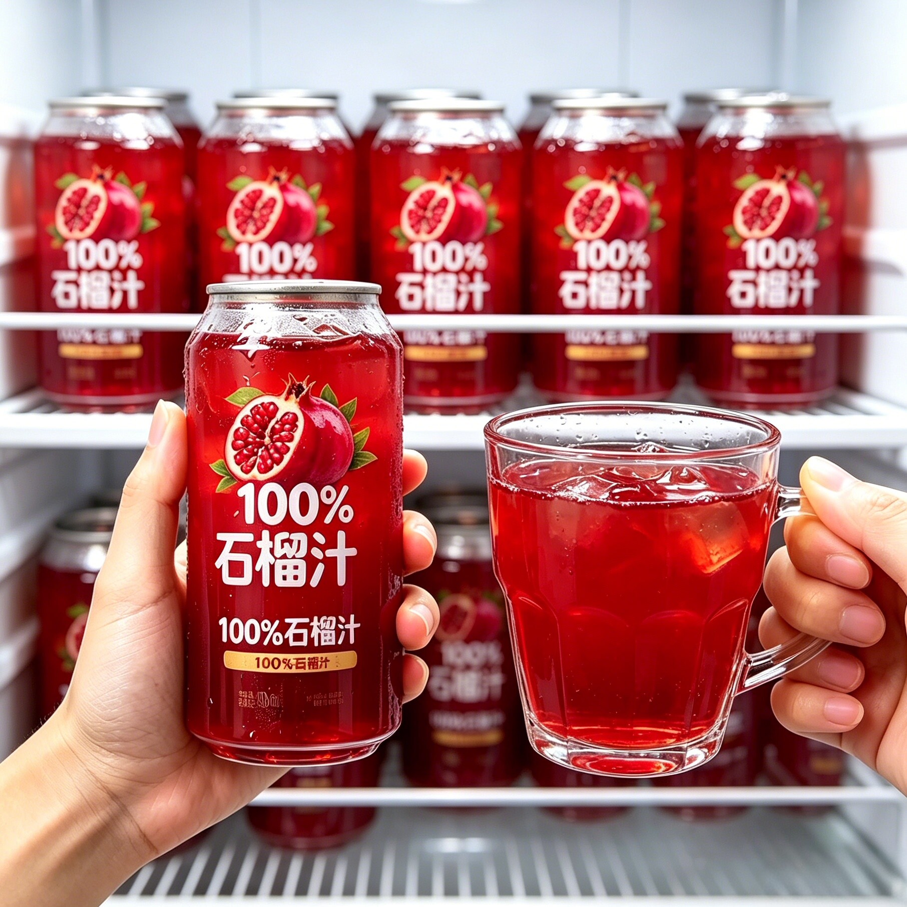 【买1送1】100%石榴汁300ml/瓶装箱夏天果汁饮料无添加剂酸甜解渴