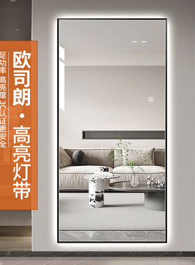 可定制铝合金框穿衣镜壁挂全身镜子led带灯衣帽间试衣镜智能镜子