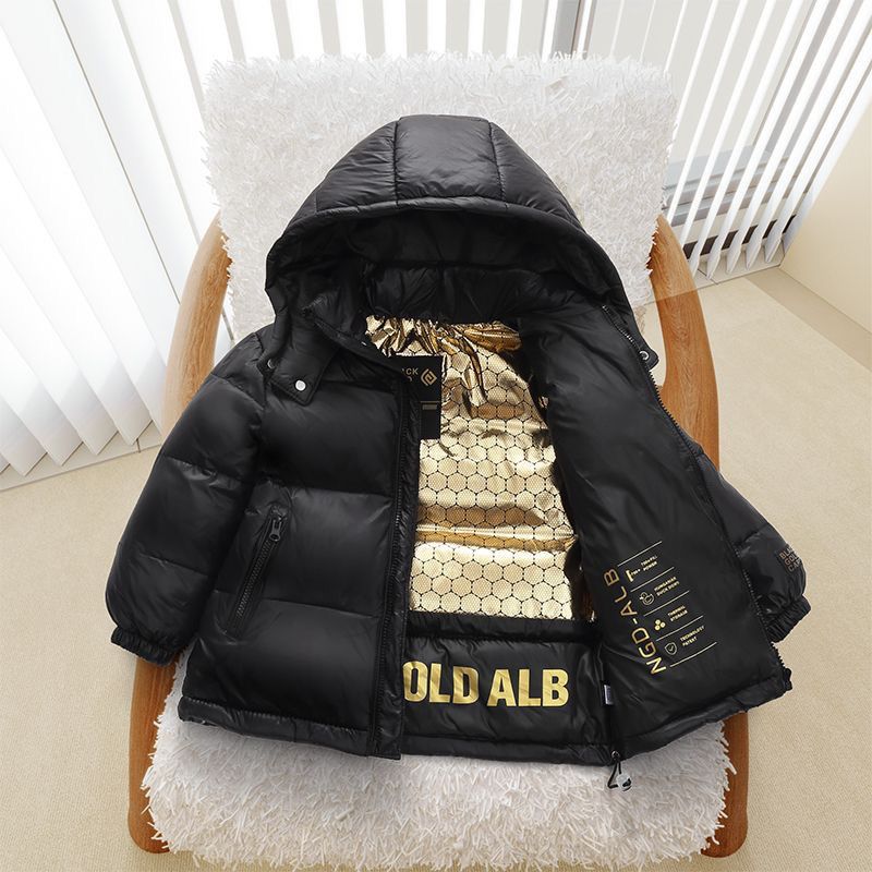 冬季新款儿童免洗黑金羽绒服男女