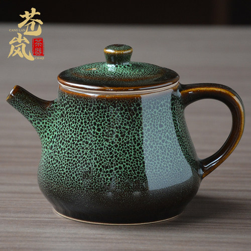 苍岚清仓新中式窑变绿泡茶壶陶瓷