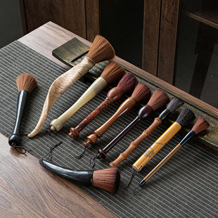 苍岚黑檀牛角养壶笔高档毛笔刷功夫茶具小毛刷茶扫笔茶盘茶刷配件